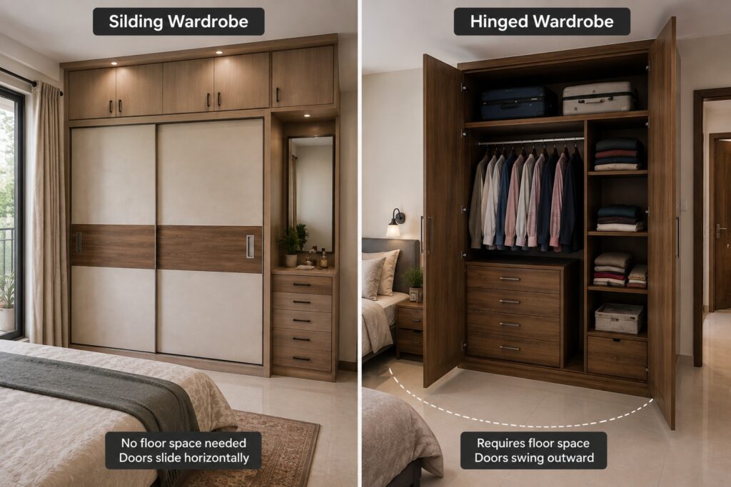 Sliding vs hinged wardrobe